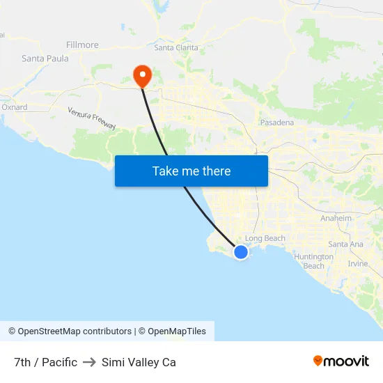 7th / Pacific to Simi Valley Ca map