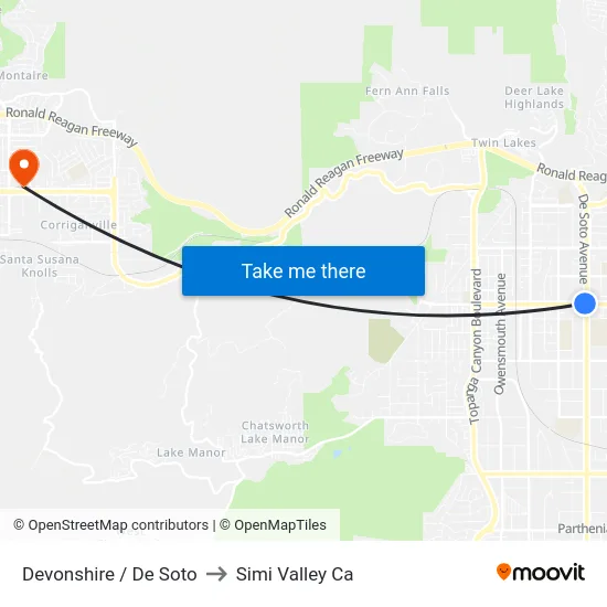 Devonshire / De Soto to Simi Valley Ca map