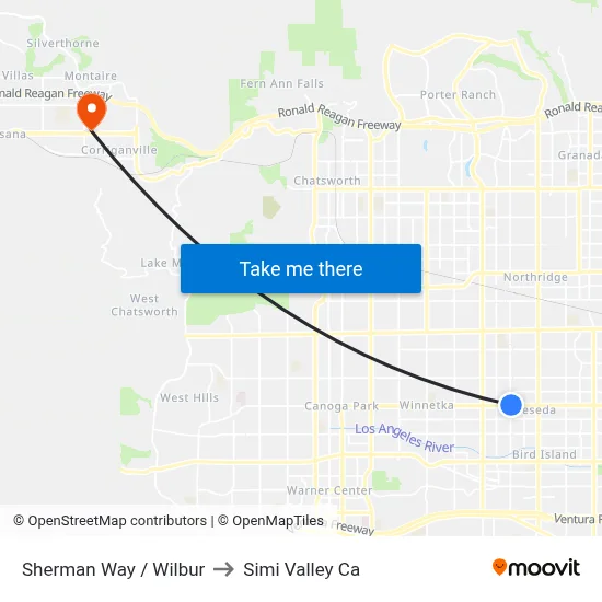 Sherman Way / Wilbur to Simi Valley Ca map