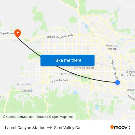 Laurel Canyon Station to Simi Valley Ca map