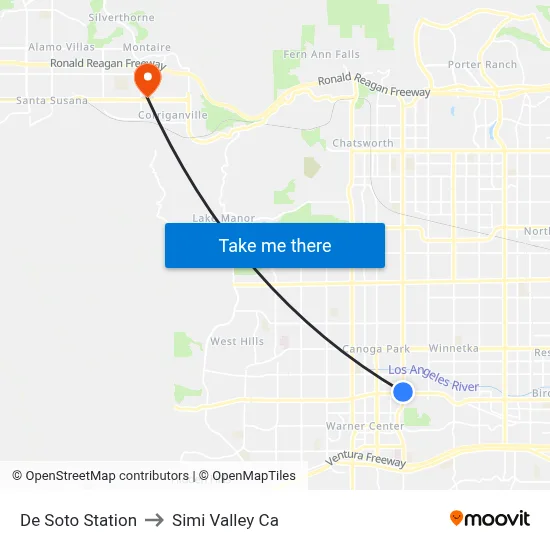 De Soto Station to Simi Valley Ca map