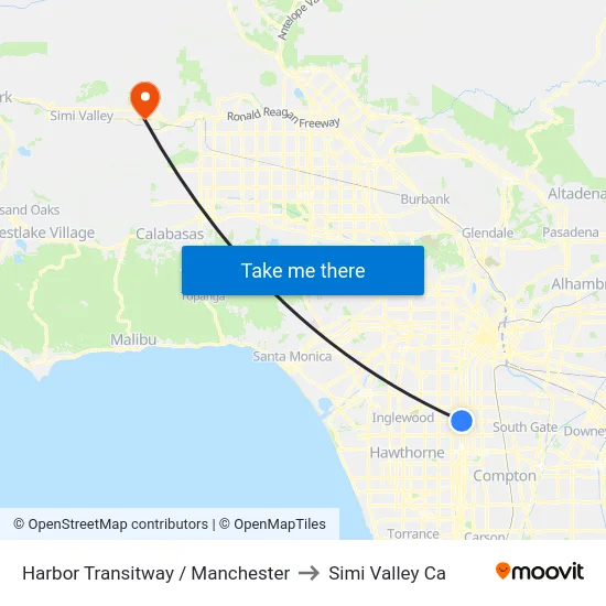 Harbor Transitway / Manchester to Simi Valley Ca map