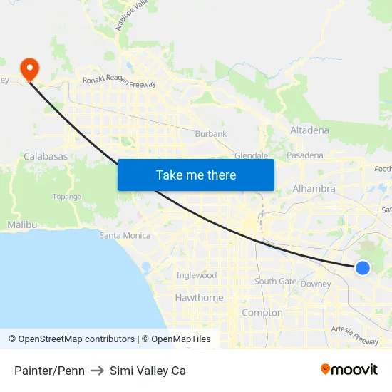 Painter/Penn to Simi Valley Ca map