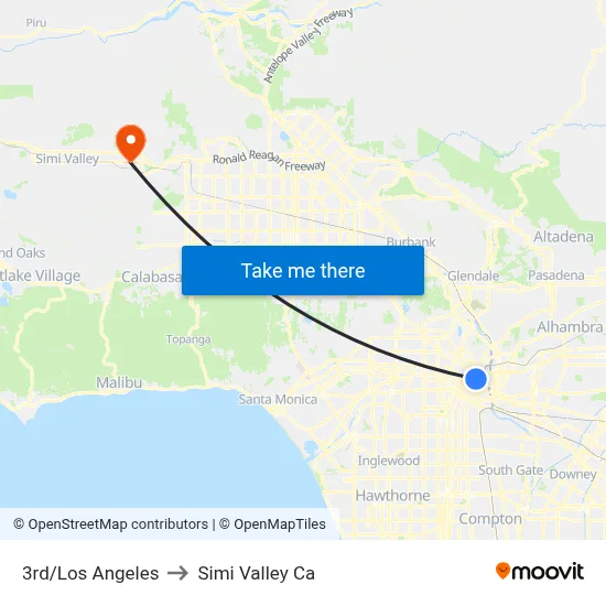 3rd/Los Angeles to Simi Valley Ca map