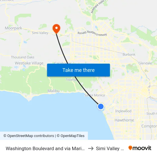 Washington Boulevard and via Marina to Simi Valley Ca map