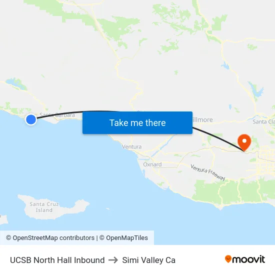 UCSB North Hall Inbound to Simi Valley Ca map