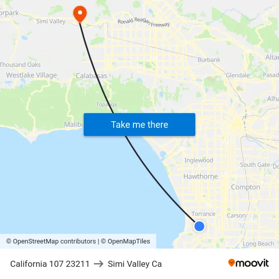 California 107 23211 to Simi Valley Ca map