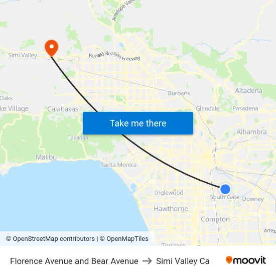 Florence Avenue and Bear Avenue to Simi Valley Ca map