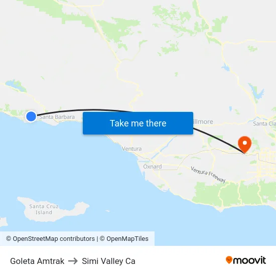 Goleta Amtrak to Simi Valley Ca map