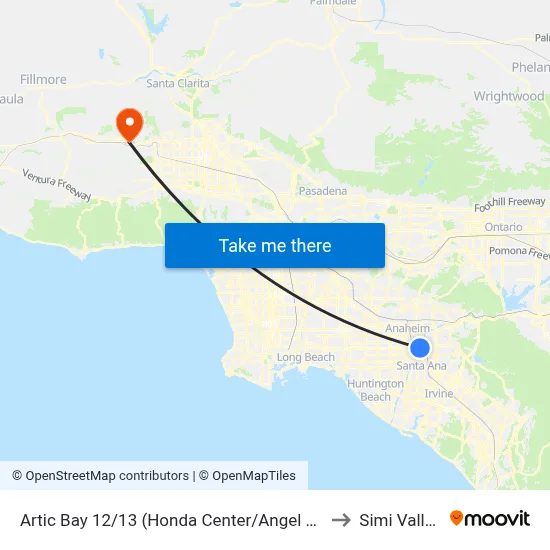 Artic Bay 12/13 (Honda Center/Angel Stadium Stop) to Simi Valley Ca map