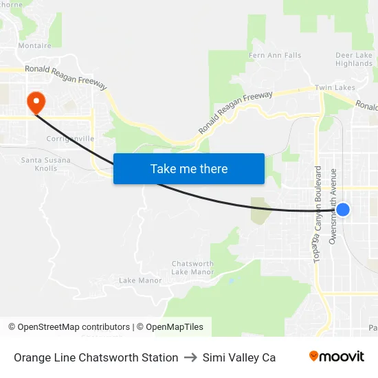 Orange Line Chatsworth Station to Simi Valley Ca map
