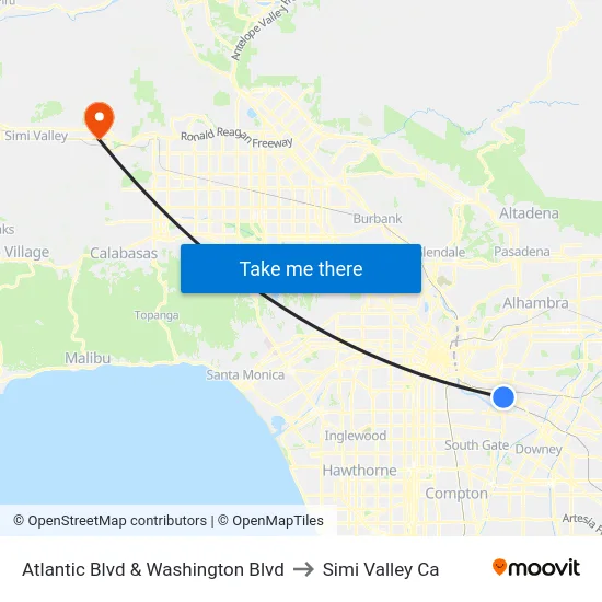 Atlantic Blvd & Washington Blvd to Simi Valley Ca map