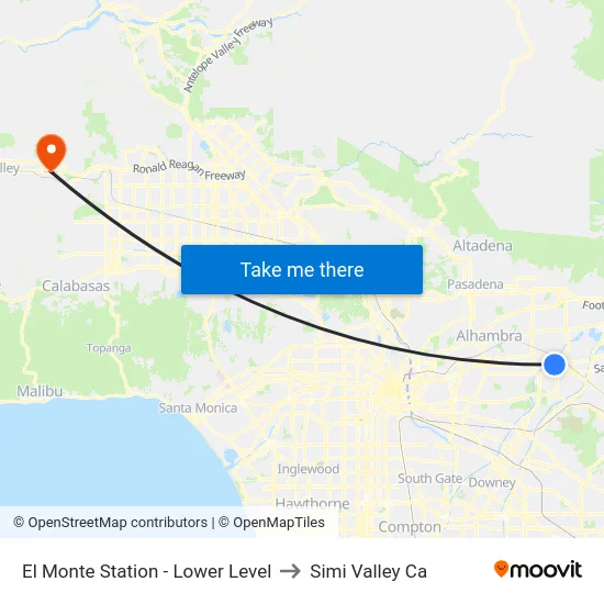 El Monte Station - Lower Level to Simi Valley Ca map