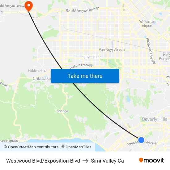 Westwood Blvd/Exposition Blvd to Simi Valley Ca map