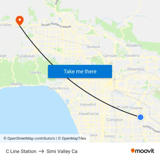 C Line Station to Simi Valley Ca map
