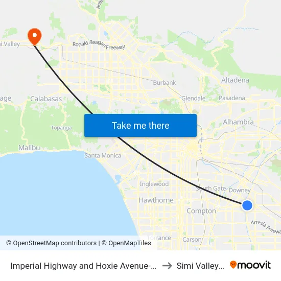 Imperial Highway and Hoxie Avenue- S/E C to Simi Valley Ca map