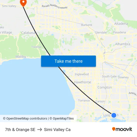 7th & Orange SE to Simi Valley Ca map