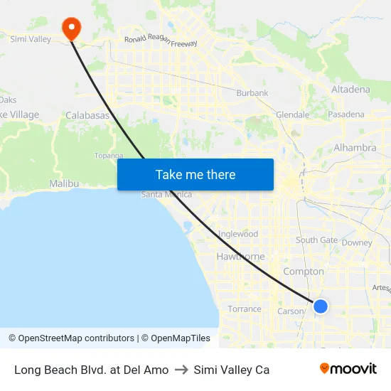 Long Beach Blvd. at Del Amo to Simi Valley Ca map
