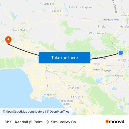 SbX - Kendall @ Palm to Simi Valley Ca map