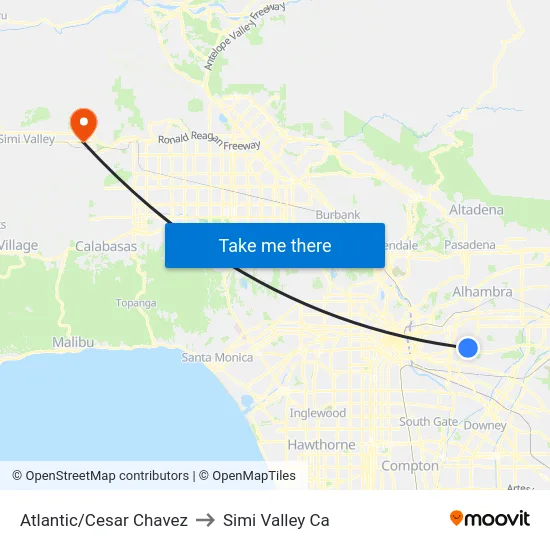 Atlantic/Cesar Chavez to Simi Valley Ca map