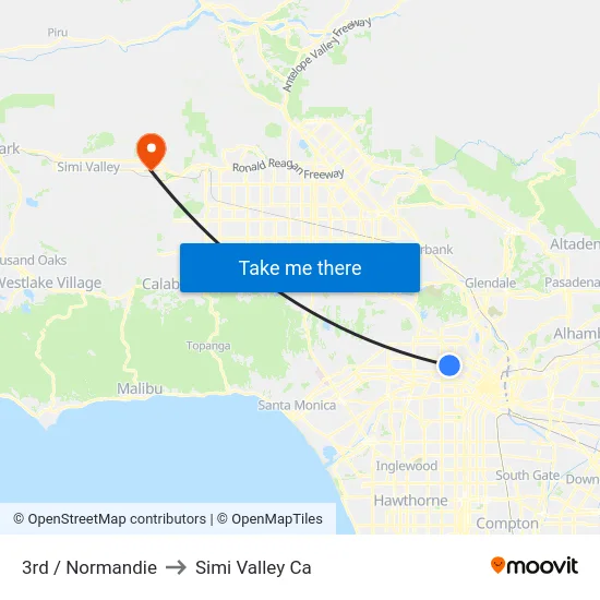 3rd / Normandie to Simi Valley Ca map