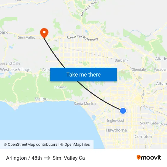 Arlington / 48th to Simi Valley Ca map