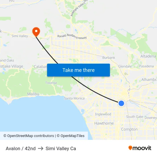 Avalon / 42nd to Simi Valley Ca map