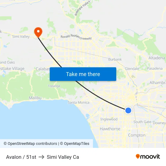 Avalon / 51st to Simi Valley Ca map