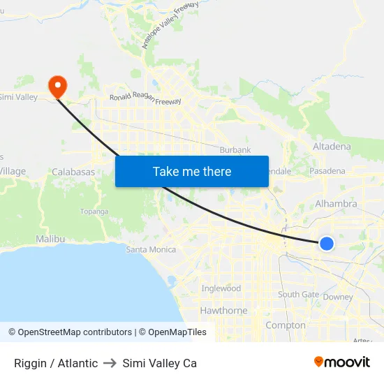 Riggin / Atlantic to Simi Valley Ca map
