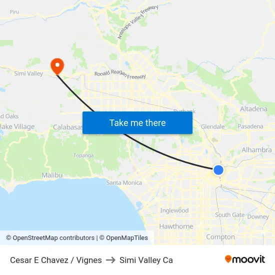 Cesar E Chavez / Vignes to Simi Valley Ca map