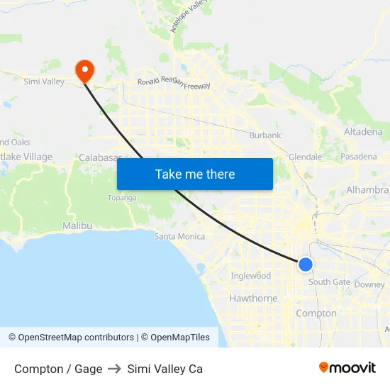 Compton / Gage to Simi Valley Ca map