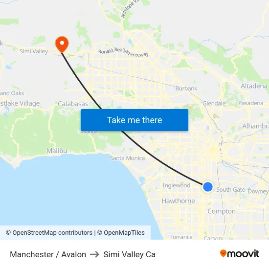 Manchester / Avalon to Simi Valley Ca map