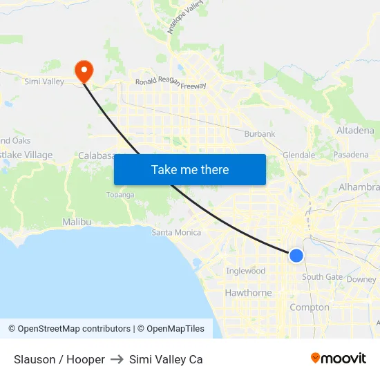 Slauson / Hooper to Simi Valley Ca map