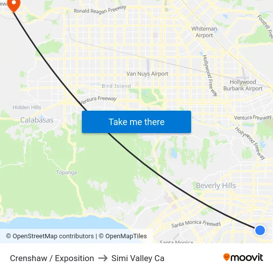 Crenshaw / Exposition to Simi Valley Ca map