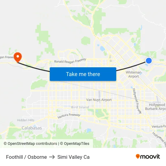 Foothill / Osborne to Simi Valley Ca map