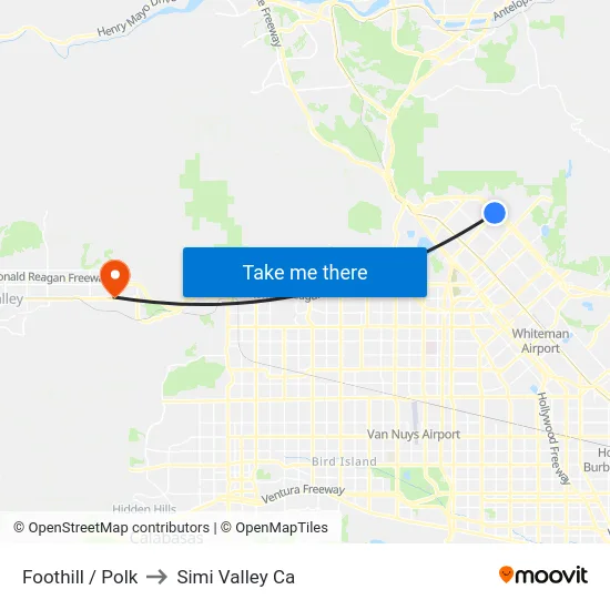 Foothill / Polk to Simi Valley Ca map