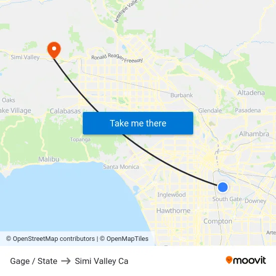 Gage / State to Simi Valley Ca map