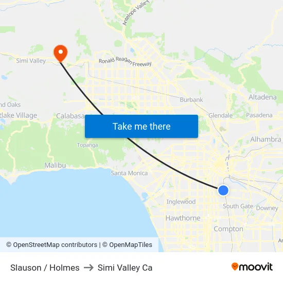 Slauson / Holmes to Simi Valley Ca map