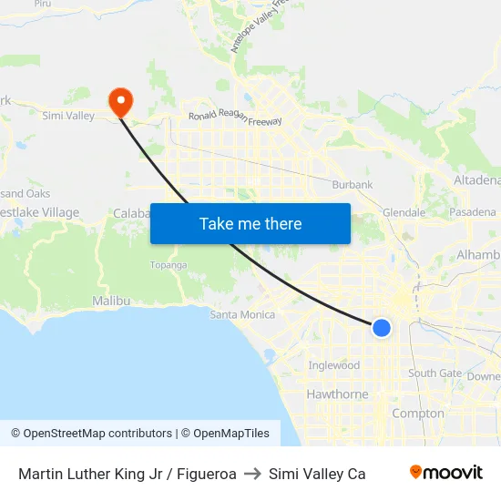 Martin Luther King Jr / Figueroa to Simi Valley Ca map