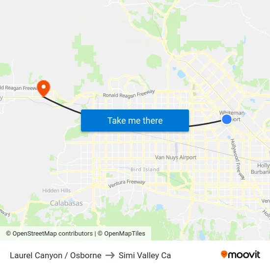 Laurel Canyon / Osborne to Simi Valley Ca map