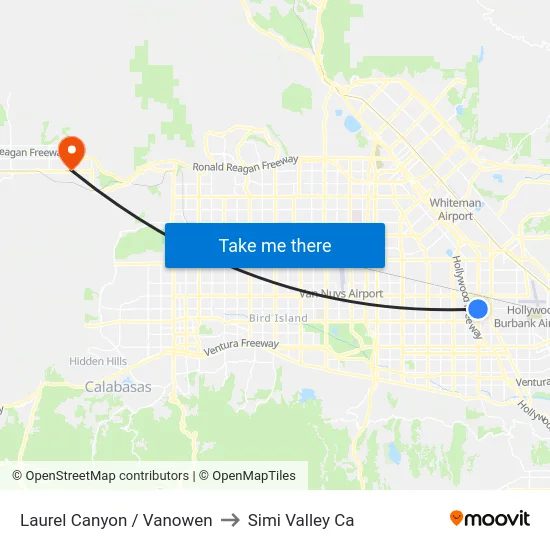 Laurel Canyon / Vanowen to Simi Valley Ca map
