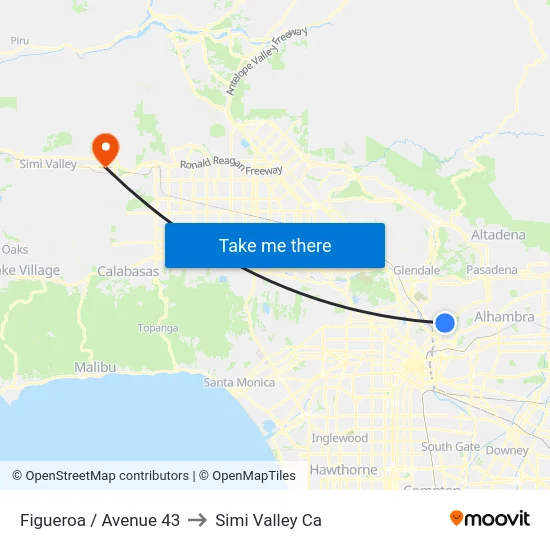 Figueroa / Avenue 43 to Simi Valley Ca map