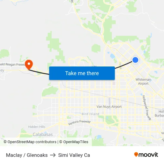 Maclay / Glenoaks to Simi Valley Ca map