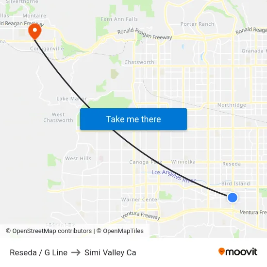 Reseda / G Line to Simi Valley Ca map