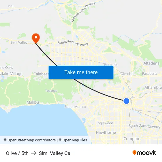 Olive / 5th to Simi Valley Ca map