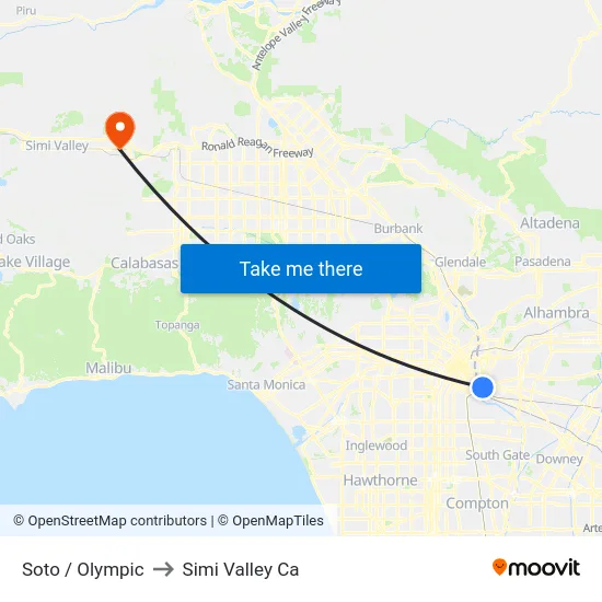 Soto / Olympic to Simi Valley Ca map