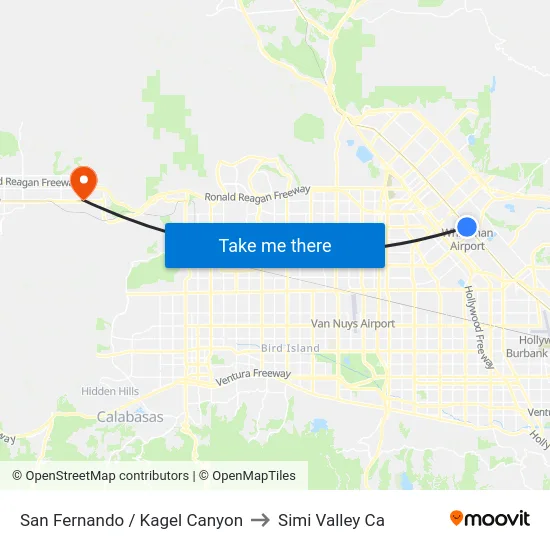 San Fernando / Kagel Canyon to Simi Valley Ca map