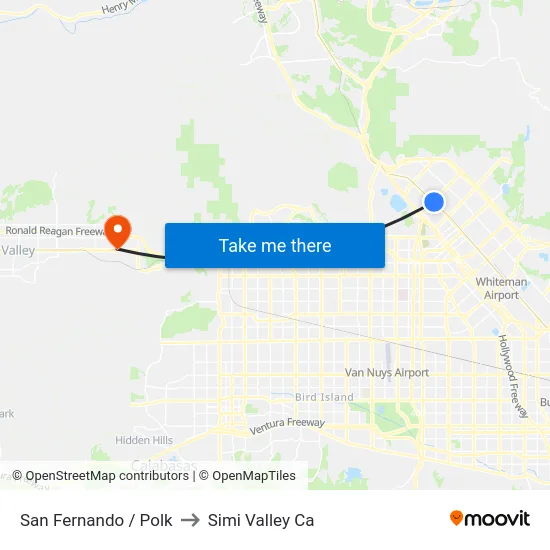San Fernando / Polk to Simi Valley Ca map