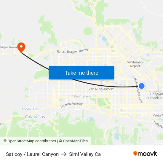 Saticoy / Laurel Canyon to Simi Valley Ca map