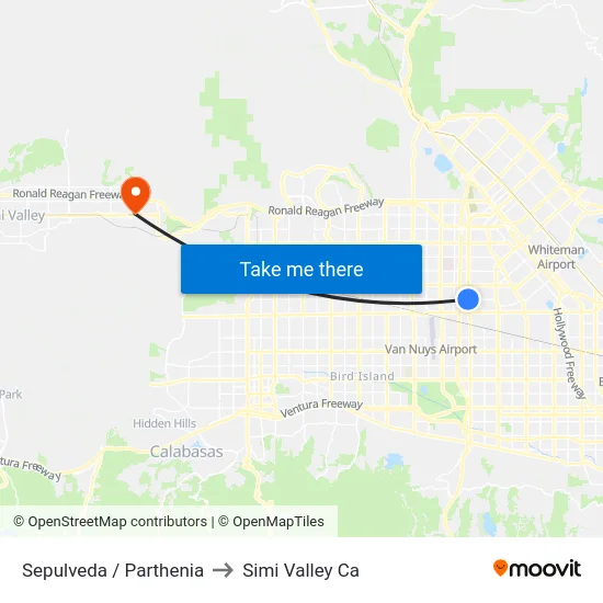 Sepulveda / Parthenia to Simi Valley Ca map